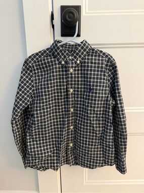 Ralph Lauren Navy and White Plaid Button-Down Shirt